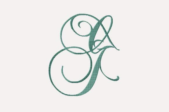 Monogram G Cursive Script Letter Review for Sweatshirt Embroidery