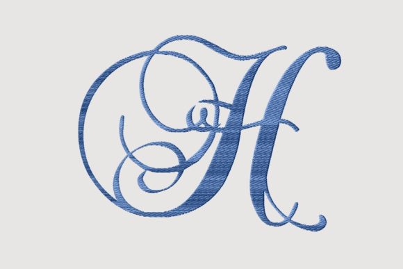 Monogram H Cursive Script Letter Review for Seasonal Embroidery
